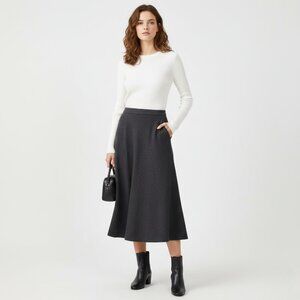 Anne Klein Charcoal A-Line Skirt